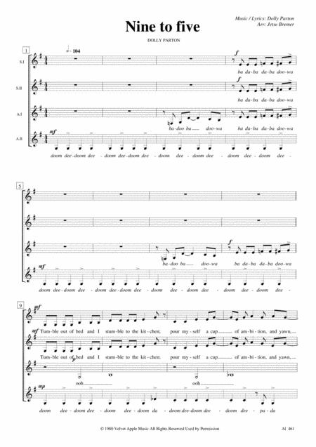 Free Sheet Music Nine To Five Ssaa A Cappella