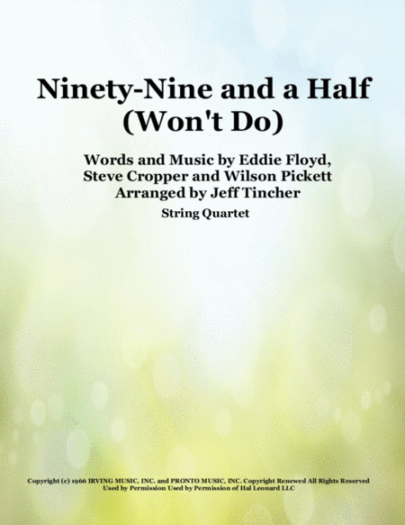 Ninety Nine And A Half Wont Do Sheet Music