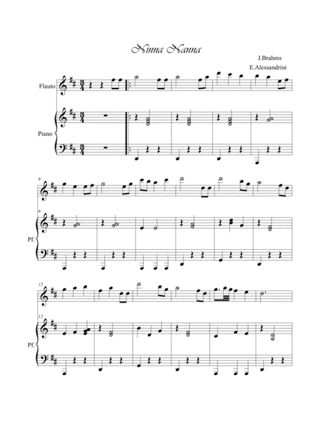 Ninna Nanna Flute And Piano Sheet Music