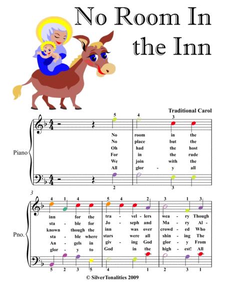 No Room In The Inn Easy Piano Sheet Music With Colored Notes Sheet Music