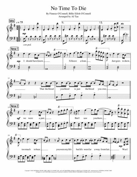Free Sheet Music No Time To Die By Billie Eilish Piano Version