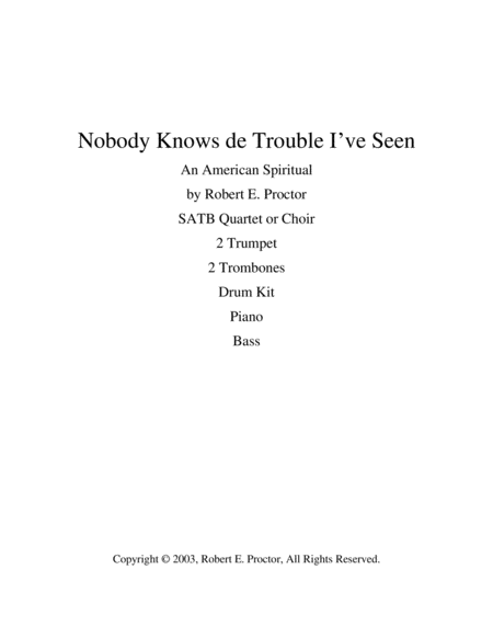 Nobody Knows De Trouble I Ve Seen Sheet Music