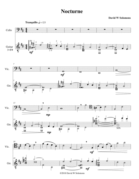 Nocturne For Cello And Guitar Sheet Music