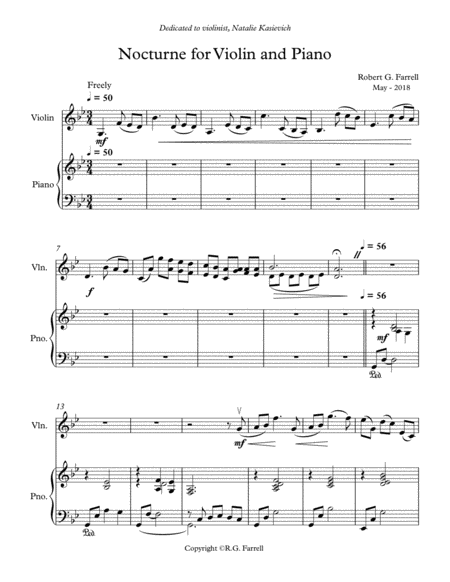 Free Sheet Music Nocturne For Violin And Piano