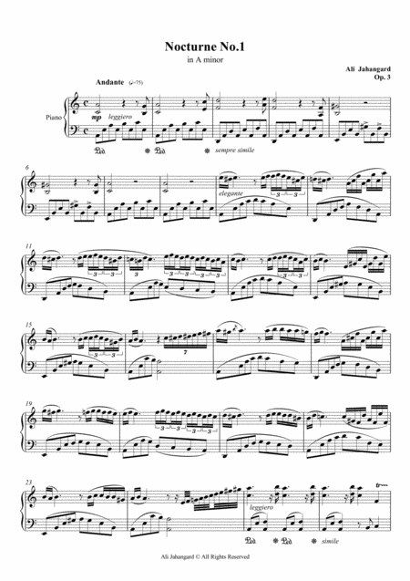 Nocturne No 1 In A Minor Op 3 Sheet Music