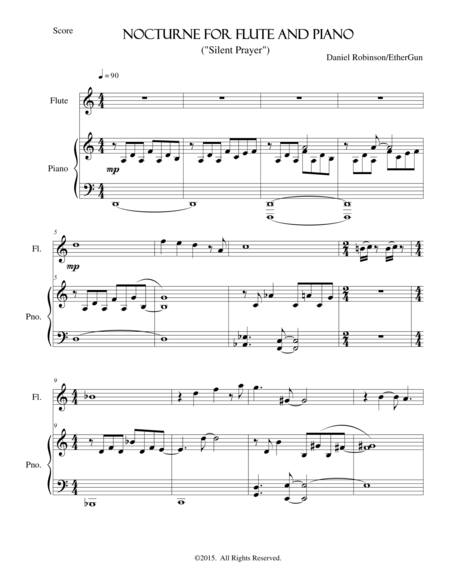 Nocturne Silent Prayer For Flute And Piano Sheet Music