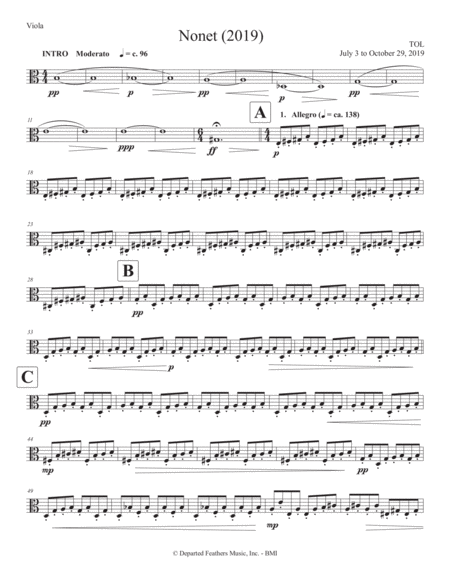 Nonet 2019 For Chamber Ensemble Viola Part Sheet Music