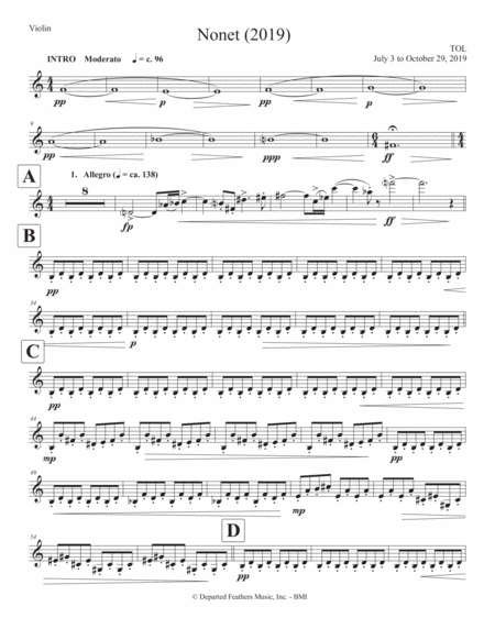 Nonet 2019 For Chamber Ensemble Violin Part Sheet Music