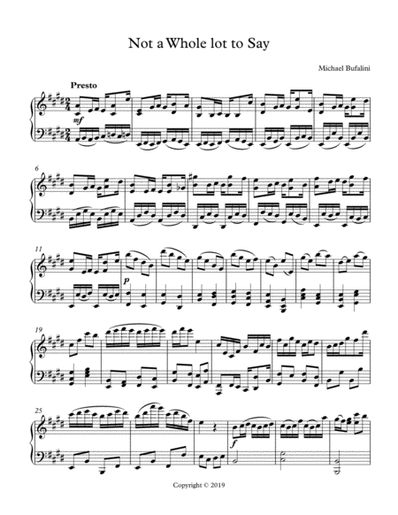 Not A Whole Lot To Say Sheet Music