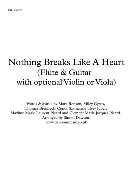 Free Sheet Music Nothing Breaks Like A Heart Flute Guitar With Opt Vln Vla