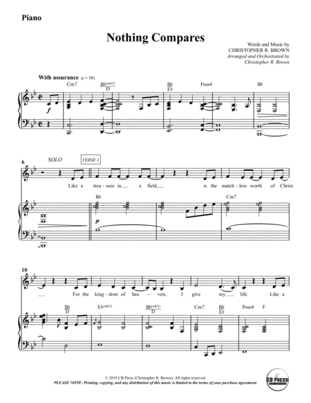 Free Sheet Music Nothing Compares Anthem Piano Accompaniment
