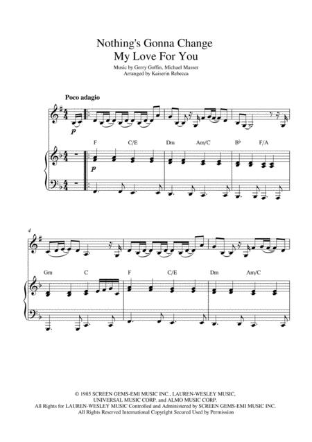 Nothing Gonna Change My Love For You Bb Clarinet Solo And Piano Accompaniment Sheet Music