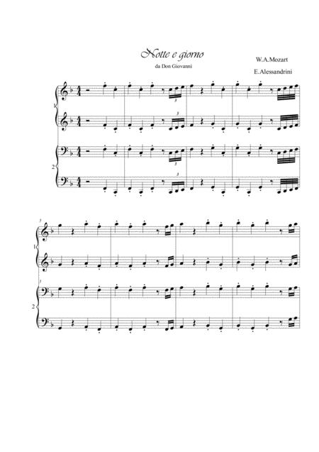 Notte E Giorno From Don Giovanni Piano 4 Hands Sheet Music