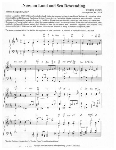Free Sheet Music Now On Land And Sea Descending