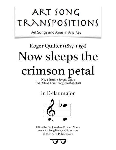 Now Sleeps The Crimson Petal Op 3 No 2 E Flat Major Sheet Music