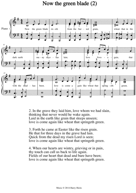 Now The Green Blade Riseth Another New Tune To A Wonderful Old Hymn Sheet Music