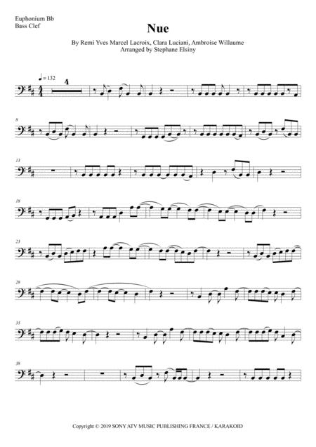 Nue Clara Luciani Karaok For Euphonium Bb Bass Clef Sheet Music