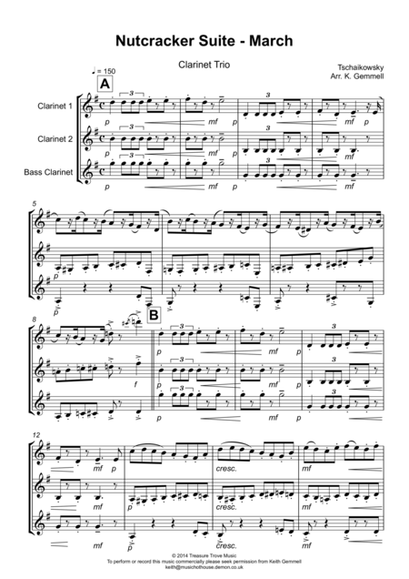 Nutcracker Suite March Clarinet Trio Sheet Music