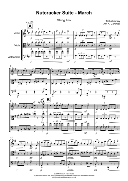 Free Sheet Music Nutcracker Suite March String Trio