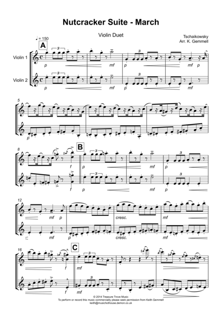 Free Sheet Music Nutcracker Suite March Violin Duet