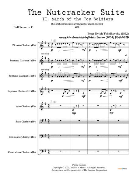 Nutcracker Suite Mvt Ii March Of The Toy Soldiers For Clarinet Choir Full Score Set Of Parts Sheet Music