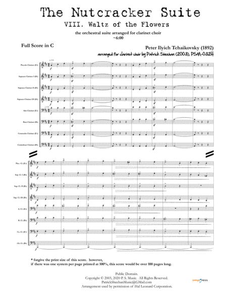 Nutcracker Suite Mvt Viii Waltz Of The Flowers For Clarinet Choir Full Score Set Of Parts Sheet Music
