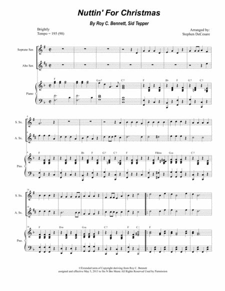 Nuttin For Christmas Duet For Soprano And Alto Saxophone Sheet Music