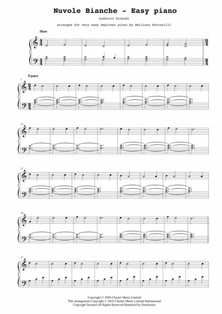 Free Sheet Music Nuvole Bianche Very Easy Beginner Piano