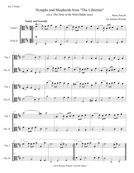 Nymphs And Shepherds For Viola Duet Sheet Music