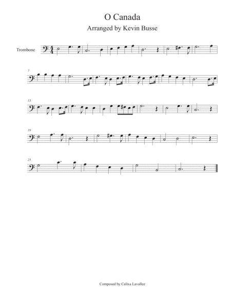 Free Sheet Music O Canada Trombone