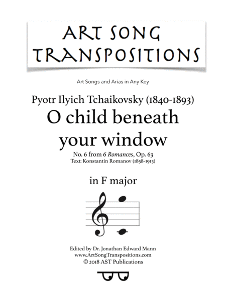 O Child Beneath Your Window Op 63 No 6 F Major Sheet Music