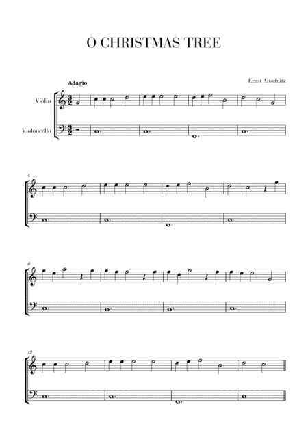 O Christmas Tree For Clarinet And Cello Very Easy Sheet Music