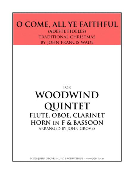 O Come All Ye Faithful Adeste Fideles Woodwind Quintet Sheet Music