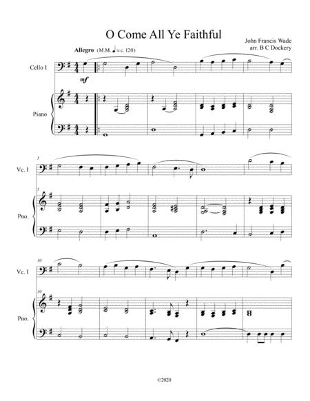 O Come All Ye Faithful Cello Solo With Optional Piano Accompaniment Sheet Music