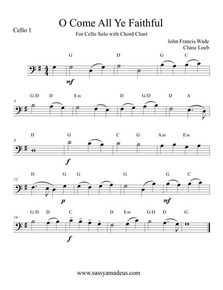 O Come All Ye Faithful For Cello Sheet Music