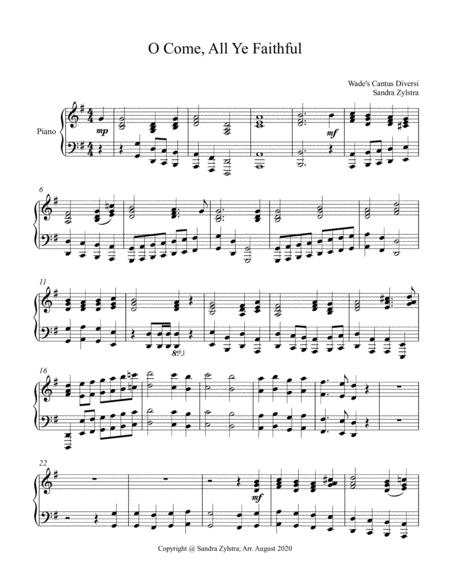 O Come All Ye Faithful Piano Part Only Sheet Music