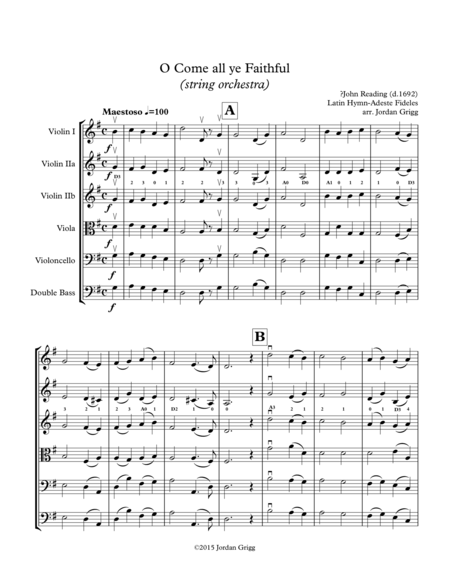 O Come All Ye Faithful String Orchestra Sheet Music