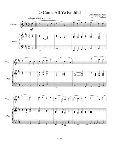Free Sheet Music O Come All Ye Faithful Violin Solo With Optional Piano Accompaniment