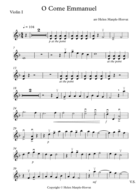 Free Sheet Music O Come Emmanuel For String Quartet And Or String Orchestra