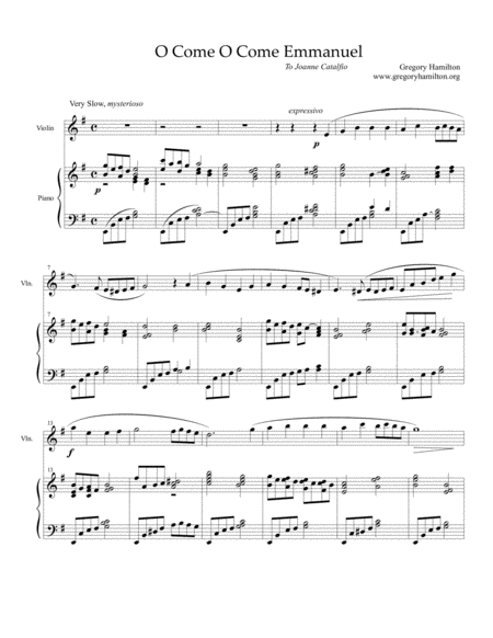 O Come O Come Emmanuel For Piano And Violin Sheet Music