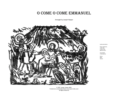 O Come O Come Emmanuel Jazz Ensemble Score Only Sheet Music