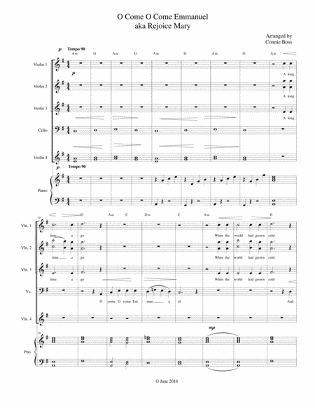 O Come O Come Emmanuel Strings Ensemble Sheet Music