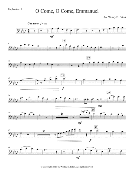 Free Sheet Music O Come O Come Emmanuel Tuba Quartet