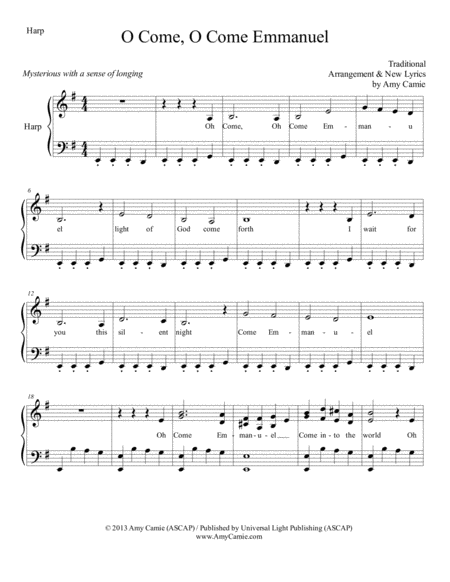 O Come O Come Emmanuel With Lyrics Sheet Music