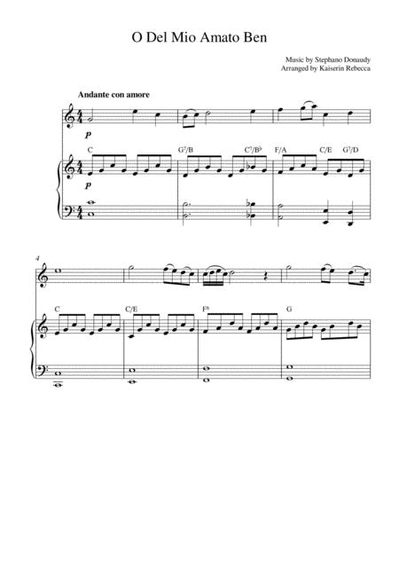 Free Sheet Music O Del Mio Amato Ben