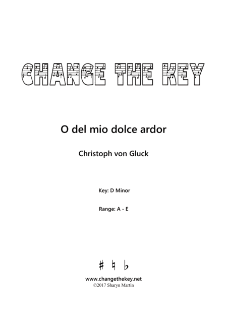 Free Sheet Music O Del Mio Dolce Ardor D Minor