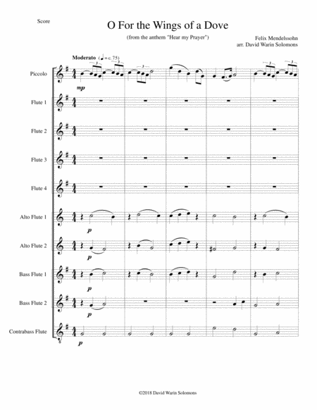 O For The Wings Of A Dove For Flute Choir Sheet Music