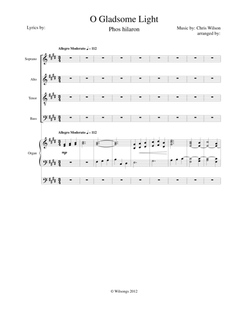 Free Sheet Music O Gladsome Light Phos Hilaron