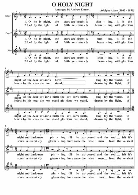 O Holy Night A Cappella Ssa Sheet Music