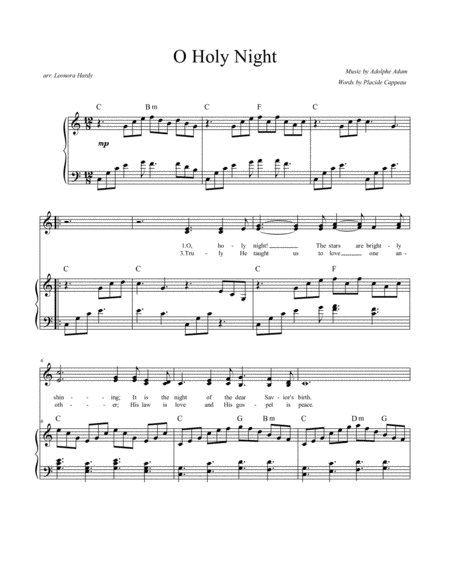 O Holy Night Accompaniment For Solo Or Duet Sheet Music